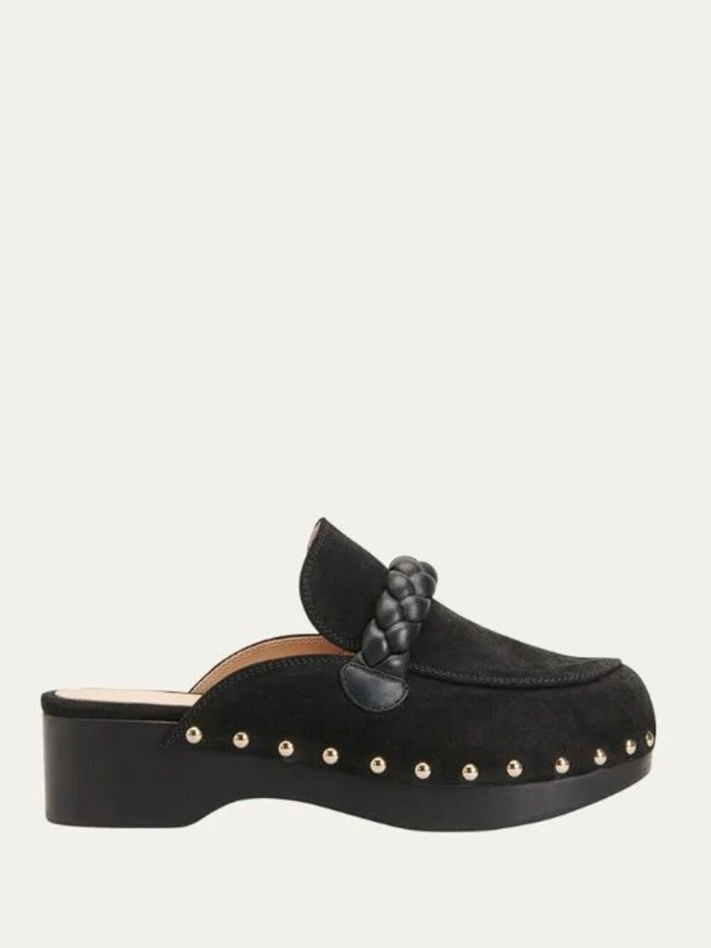 GIANVITO ROSSI Women's Suede Napa Braid Loafer Clogs Size 8.5 In Black